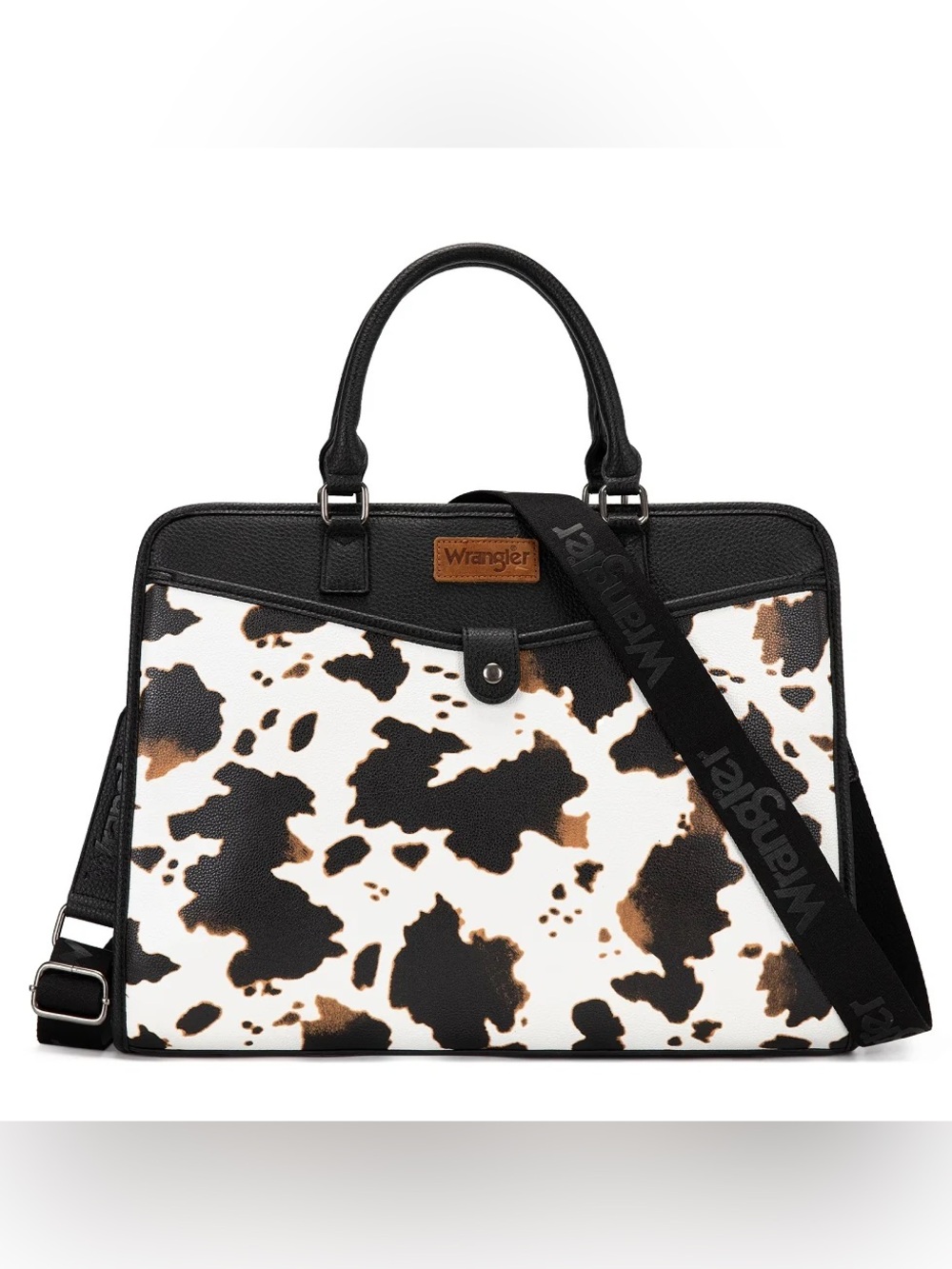 Wrangler Pebbled Faux Leather Laptop Brief Bag Cow-Black